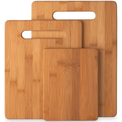 3-Piece Bamboo Cutting Board Set - Wooden Kitchen Boards for Food Prep. 3 sizes 9.5 x 13, 8.5 x 11 and 6 x 8. - Super Arbor