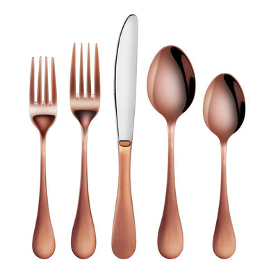 Rain 18/10 Stainless Steel Flatware 20-Piece Set, Antique Copper Finished, Service for 4 - Super Arbor