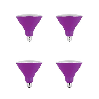 Feit Electric 90-Watt Equivalent PAR38 LED Weatherproof Purple Color Light Bulb (4-Pack) - Super Arbor