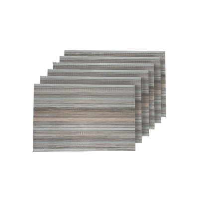 Multistripes Multi-Color Woven Textilene Reversible Rectangle Placemats (Set of 6) - Super Arbor