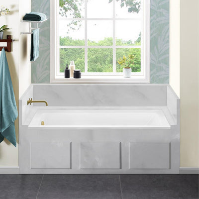 Voltaire 60 x 32 in. Acrylic Left-Hand Drain with Integral Tile Flange Rectangular Drop-in Bathtub in White - Super Arbor