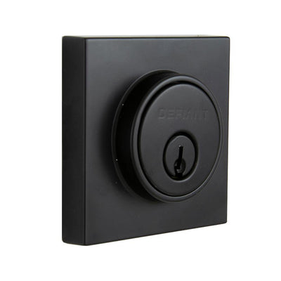 Contemporary Square Matte Black Single Cylinder Deadbolt - Super Arbor