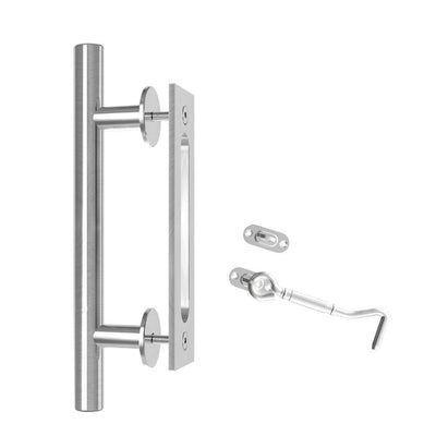 12 in. Stainless Steel Ladder Sliding Barn Door Handle with Hook Lock Latch - Super Arbor