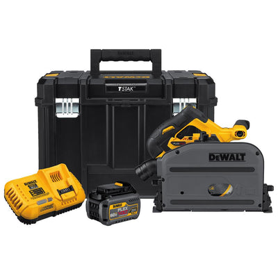 FLEXVOLT 60-Volt MAX Lithium-Ion Cordless Brushless 6-1/2 in. Track Saw Kit with Battery 2Ah, Charger and Case - Super Arbor