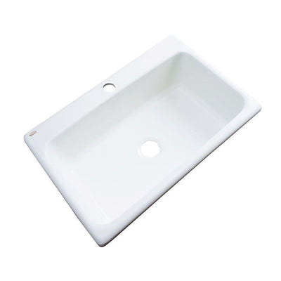 Manhattan Drop-In Acrylic 33 in. 1-Hole Single Bowl Kitchen Sink in White - Super Arbor