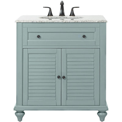 Hamilton Shutter 25 in. W x 22 in. D Bath Vanity in Sea Glass with Granite Vanity Top in Grey - Super Arbor