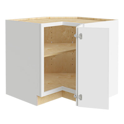 Newport Assembled 33x34.5x24 in Plywood Shaker EZ Reach Base Corner Kitchen Cabinet Right in Painted Pacific White - Super Arbor