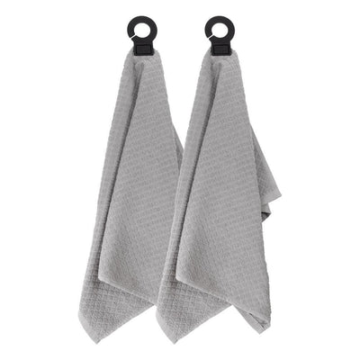 Hook and Hang Gray Woven Cotton Kitchen Towel (Set of 2) - Super Arbor