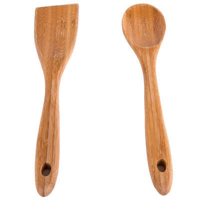 Bamboo Natural Utensil Set Consists Each of Solid Spoon and Turner (Set of 2 Pieces ) - Super Arbor