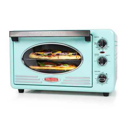 Retro 1500 W Aqua 12-Slice Convection Toaster Oven with Built-in Timer - Super Arbor