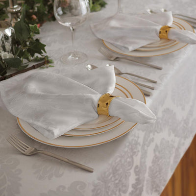 17 in. W x 17 in. L Elrene Barcelona Damask White Fabric Napkins (Set of 4) - Super Arbor