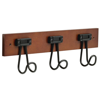 18 in. Cocoa and Matte Black Industrial Label Hook Rack - Super Arbor