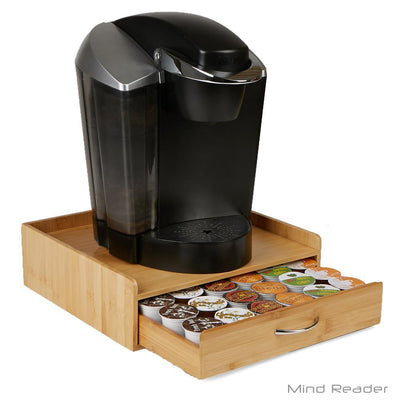 32-Capacity Bamboo Brown K-Cup Storage Drawer with Lip Panel - Super Arbor