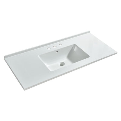 Ashinton 49 in. W x 22 in. D Single Basin Solid Surface Vanity Top in Solid White with Intergrated White Basin - Super Arbor