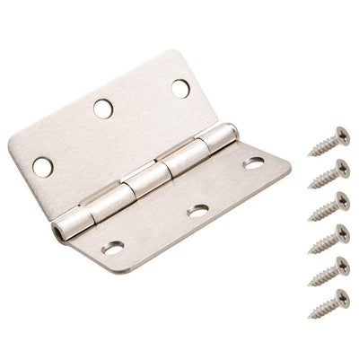 3-1/2 in. x 1/4 in. Radius Satin Nickel Door Hinge - Super Arbor