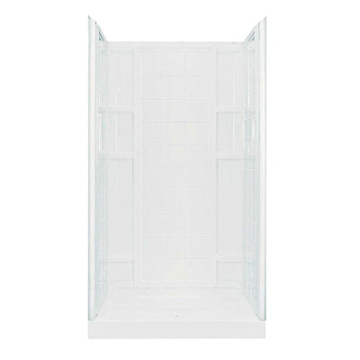 Ensemble 35-1/4 in. x 72-1/2 in. 2-Piece Direct-to-Stud Alcove Shower End Wall Set in White - Super Arbor