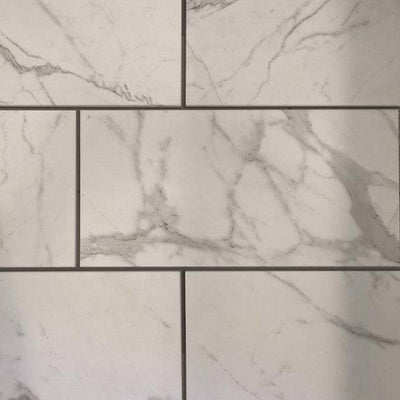 Calacatta Gem 12-in x 24-in Matte Porcelain Marble Look Floor and Wall Tile (1.95-sq. ft/ Piece) - Super Arbor