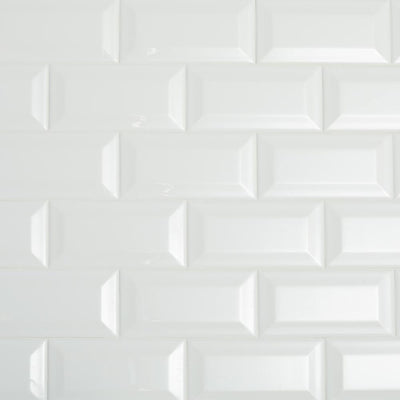 Daltile Restore 3 in. x 6 in. Ceramic Bevel Bright White Subway Tile (10 sq. ft. / case) - Super Arbor