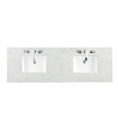 72 in. Silestone Quartz Double Basin Vanity Top in Jasmine Pearl - Super Arbor