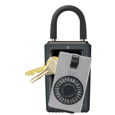Portable 3-Key Lock Box with Spin Dial Combination Lock, Titanium - Super Arbor