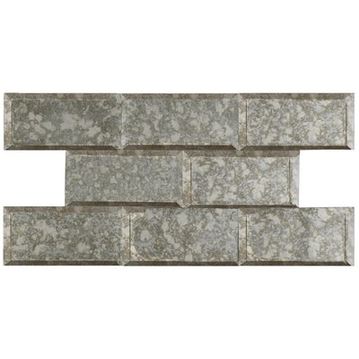 Merola Tile Lustre Beveled Antique Mirror 3 in. x 6 in. Glass Subway Wall Tile (10.95 sq. ft. / Case) - Super Arbor
