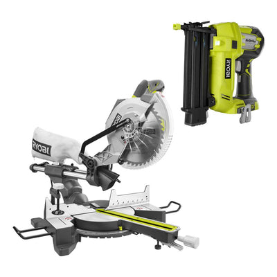 15 Amp 10 in. Sliding Compound Miter Saw and 18-Volt Cordless Airstrike ONE+ Brad Nailer - Super Arbor