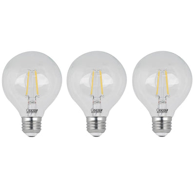 Feit Electric 60-Watt Equivalent G25 Dimmable Filament ENERGY STAR Clear Glass LED Light Bulb, Daylight (3-Pack) - Super Arbor
