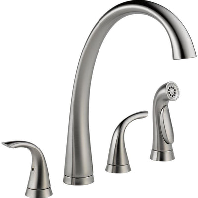 Pilar 2-Handle Standard Kitchen Faucet with Side Sprayer in Arctic Stainless - Super Arbor