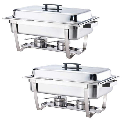 8 Qt. Foldable Frame Stainless Steel Chafing Dish Buffet Chafer Complete (Set of 2) - Super Arbor