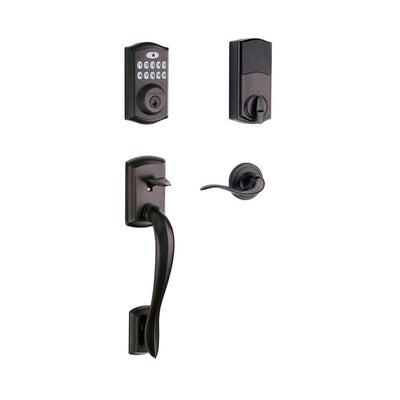 SmartCode 913 Touchpad Venetian Bronze Single Cylinder Electronic Deadbolt with Avalon Handleset and Tustin Lever - Super Arbor