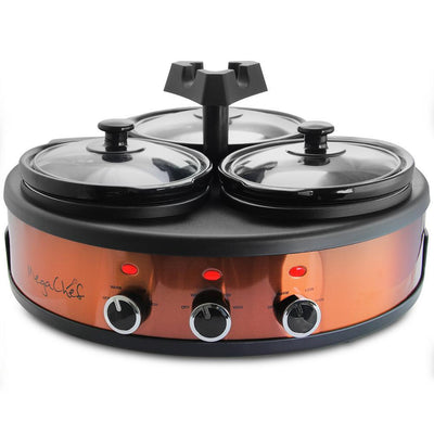 Triple 4.5 Qt. Copper Slow Cooker with Glass Lids - Super Arbor