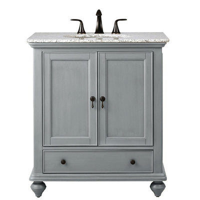 Newport 31 in. W x 21-1/2 in. D Bath Vanity in Pewter with Granite Vanity Top in Grey - Super Arbor