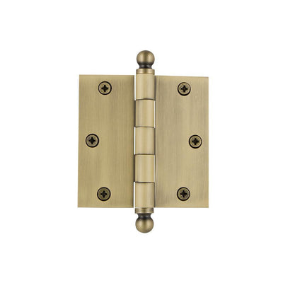 3.5 in. Ball Tip Residential Hinge with Square Corners in Antique Brass - Super Arbor