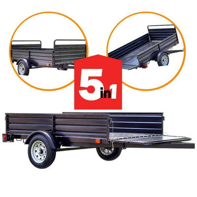 1639 lb. Payload Capacity 4.5 ft. x 7.5 ft. Utility Trailer Kit with Bed Tilt and Collapsing Ends to Extend Bed to 12 ft - Super Arbor