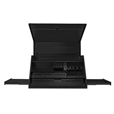41 in. 3-Drawer Deluxe Portable Workstation Top Chest with Computer Drawer and Pull-Out Shelf in Textured Black - Super Arbor