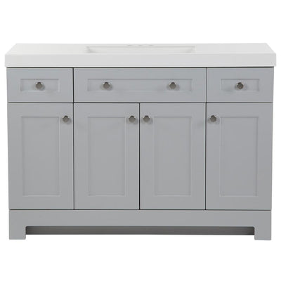 Everdean 48.5 in. W x 18.75 in. D Vanity in Pearl Gray with Cultured Marble Vanity Top in White with White Sink - Super Arbor