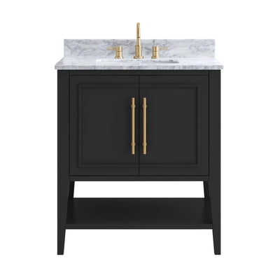 Arietta 31 in. Black Vanity with Carrara Marble Top