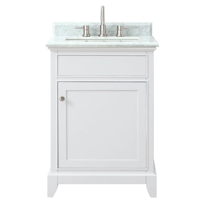 Aurora 25 in. White Vanity with Carrara Top