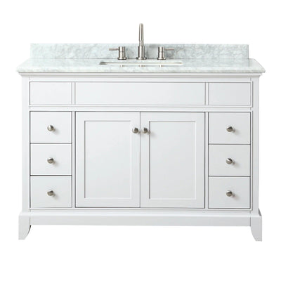 Aurora 49 in. White Vanity with Carrara Top