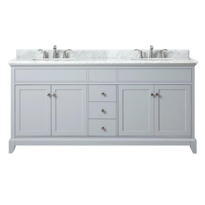 Aurora 73 in. Gray Vanity with Carrara Top