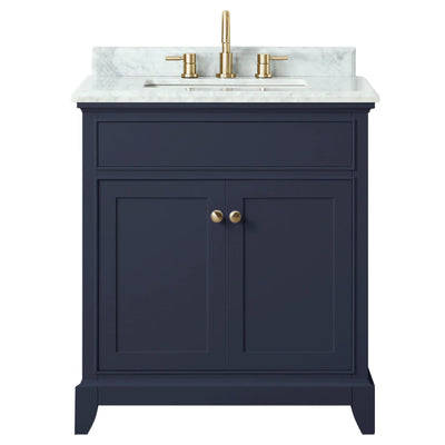 Aurora Blue 31 in. Vanity with Carrara Top