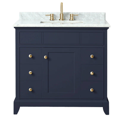 Aurora Blue 37 in. Vanity with Carrara Top