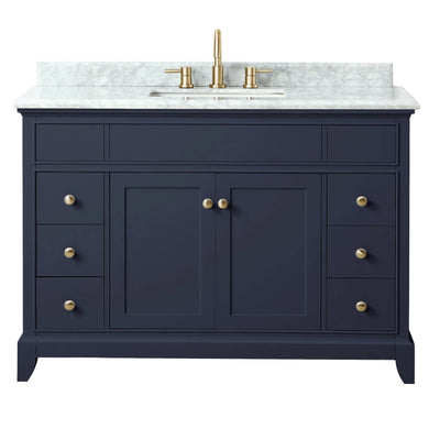 Aurora Blue 49 in. Vanity with Carrara Top