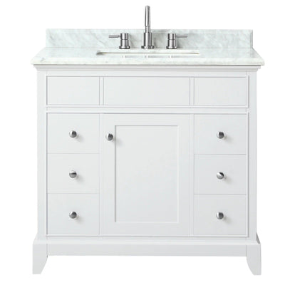 Aurora White 37 in. Vanity with Carrara Top