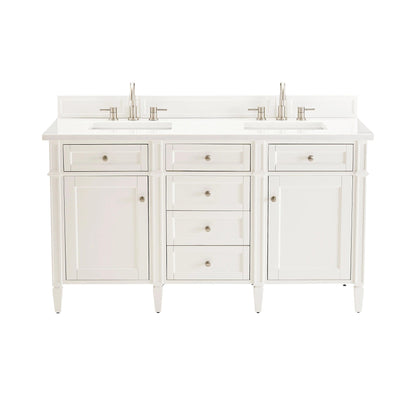 Brittany 60 in. Bright White Vanity with Arctic Fall Solid Surface Top