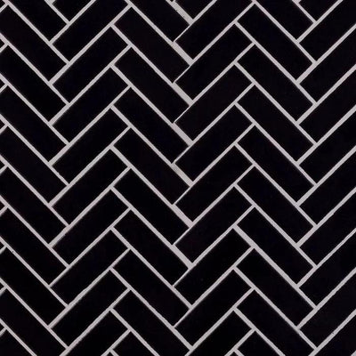 Festival Matte Black Herringbone Porcelain Mosaic