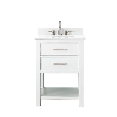 Hampton 25 in. White Single Vanity with Engineered Top