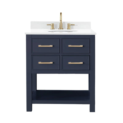 Hampton 31 in. Navy Blue Single Vanity with Engineered Top