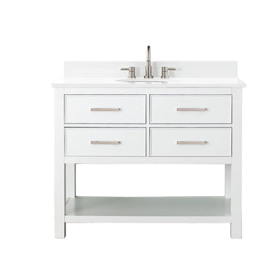 Hampton 43 in. White Single Vanity with Engineered Top