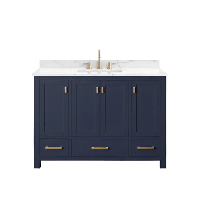 Kent 49 in. Blue Single Vanity with Engineered Cararra Top